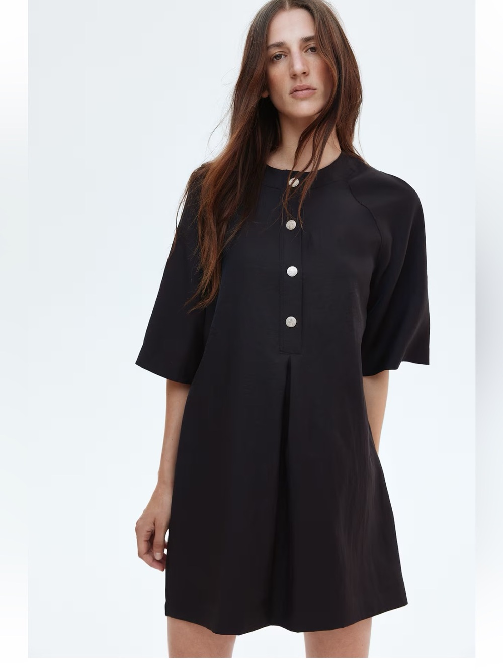 H&M Black Mini Dress with Gold Buttons/ New